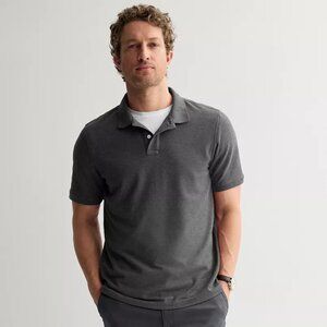 Sonoma Goods For Life® Short Sleeve Relaxed Fit Pique Polo-Carbon Copy